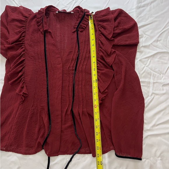 ZARA Rust Ruffled Blouse. XS - Picture 6 of 9